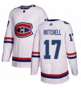 Youth Adidas Montreal Canadiens 17 Torrey Mitchell Authentic White 2017 100 Classic NHL Jersey