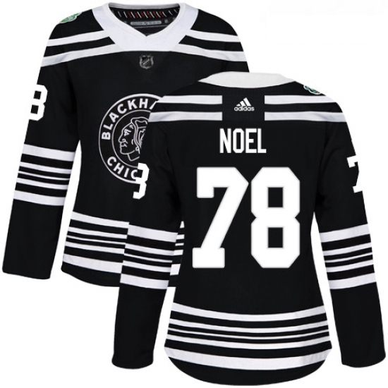 Womens Adidas Chicago Blackhawks 78 Nathan Noel Authentic Black 2019 Winter Classic NHL Jersey