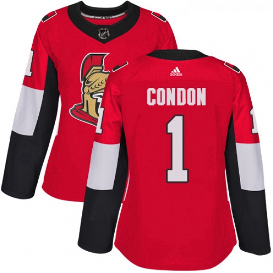 Womens Adidas Ottawa Senators 1 Mike Condon Authentic Red Home NHL Jersey