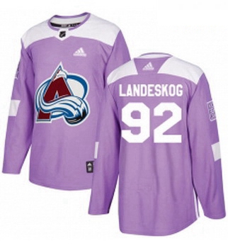 Youth Adidas Colorado Avalanche 92 Gabriel Landeskog Authentic Purple Fights Cancer Practice NHL Jer