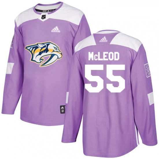 Youth Adidas Nashville Predators 55 Cody McLeod Authentic Purple Fights Cancer Practice NHL Jersey