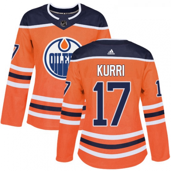 Womens Adidas Edmonton Oilers 17 Jari Kurri Authentic Orange Home NHL Jersey