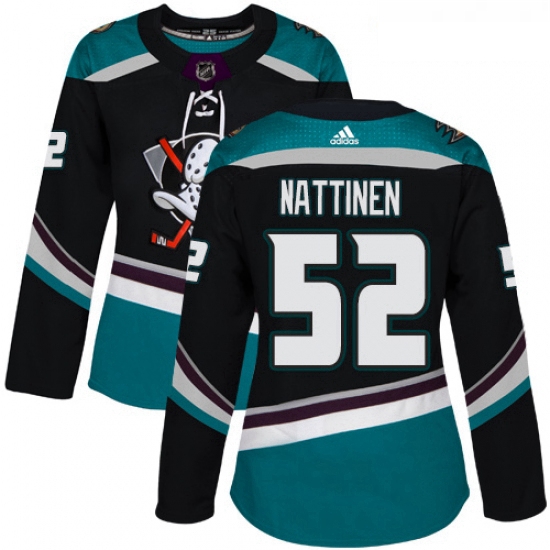 Womens Adidas Anaheim Ducks 52 Julius Nattinen Authentic Black Teal Third NHL Jersey