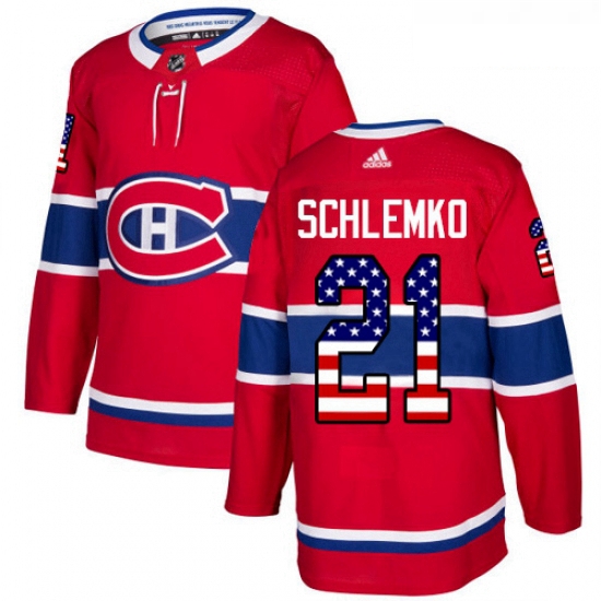 Youth Adidas Montreal Canadiens 21 David Schlemko Authentic Red USA Flag Fashion NHL Jersey