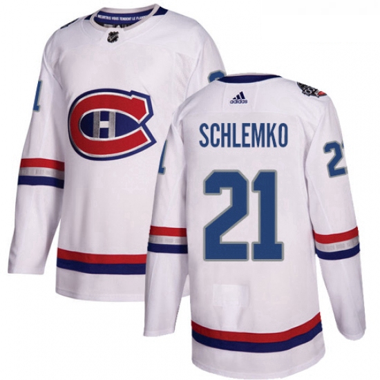 Youth Adidas Montreal Canadiens 21 David Schlemko Authentic White 2017 100 Classic NHL Jersey