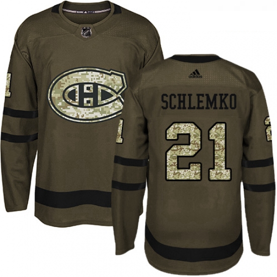 Youth Adidas Montreal Canadiens 21 David Schlemko Premier Green Salute to Service NHL Jersey