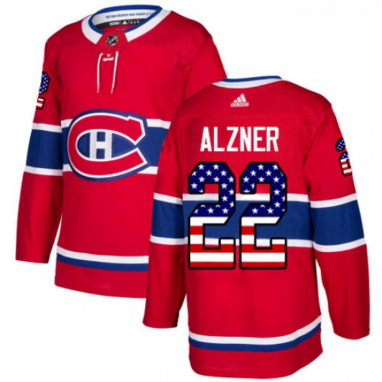 Youth Adidas Montreal Canadiens 22 Karl Alzner Authentic Red USA Flag Fashion NHL Jersey