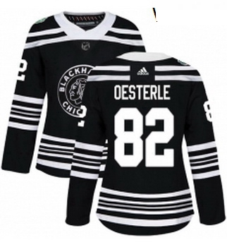 Womens Adidas Chicago Blackhawks 82 Jordan Oesterle Authentic Black 2019 Winter Classic NHL Jersey