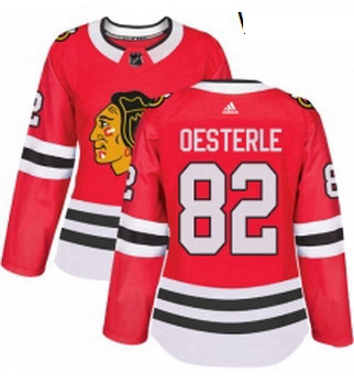 Womens Adidas Chicago Blackhawks 82 Jordan Oesterle Authentic Red Home NHL Jersey