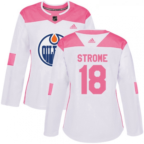 Womens Adidas Edmonton Oilers 18 Ryan Strome Authentic WhitePink Fashion NHL Jersey