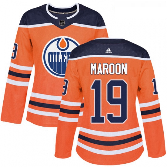 Womens Adidas Edmonton Oilers 19 Patrick Maroon Authentic Orange Home NHL Jersey