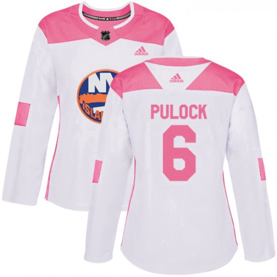 Womens Adidas New York Islanders 6 Ryan Pulock Authentic WhitePink Fashion NHL Jersey