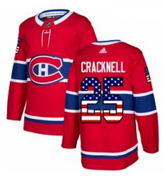 Youth Adidas Montreal Canadiens 25 Adam Cracknell Authentic Red USA Flag Fashion NHL Jersey