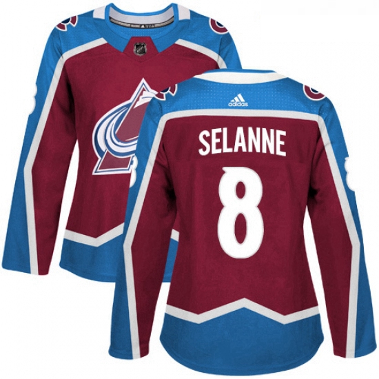 Womens Adidas Colorado Avalanche 8 Teemu Selanne Premier Burgund