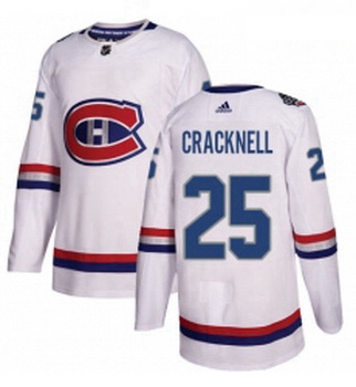 Youth Adidas Montreal Canadiens 25 Adam Cracknell Authentic White 2017 100 Classic NHL Jersey