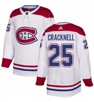 Youth Adidas Montreal Canadiens 25 Adam Cracknell Authentic White Away NHL Jersey