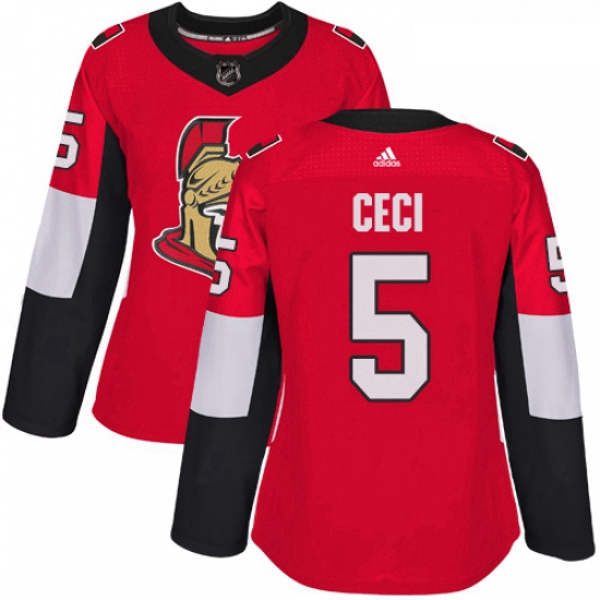 Womens Adidas Ottawa Senators 5 Cody Ceci Authentic Red Home NHL Jersey