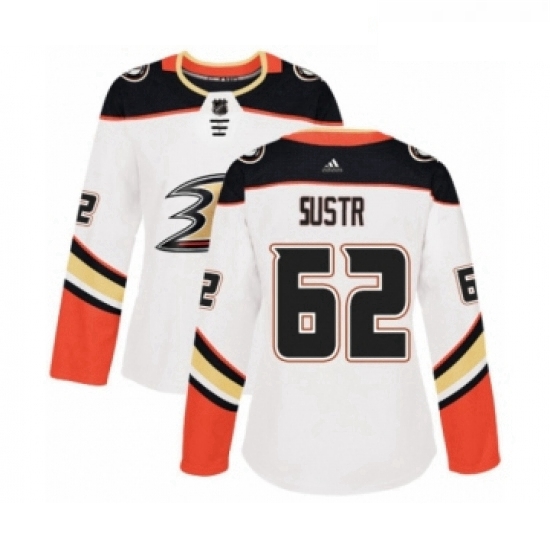 Womens Adidas Anaheim Ducks 62 Andrej Sustr Authentic White Away