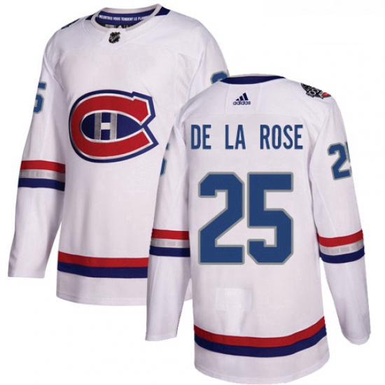 Youth Adidas Montreal Canadiens 25 Jacob de la Rose Authentic White 2017 100 Classic NHL Jersey