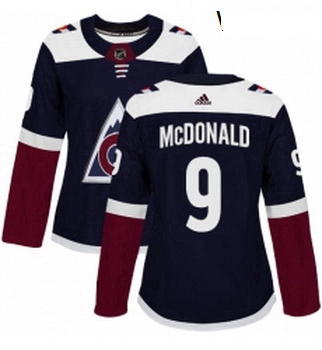 Womens Adidas Colorado Avalanche 9 Lanny McDonald Authentic Navy Blue Alternate NHL Jersey