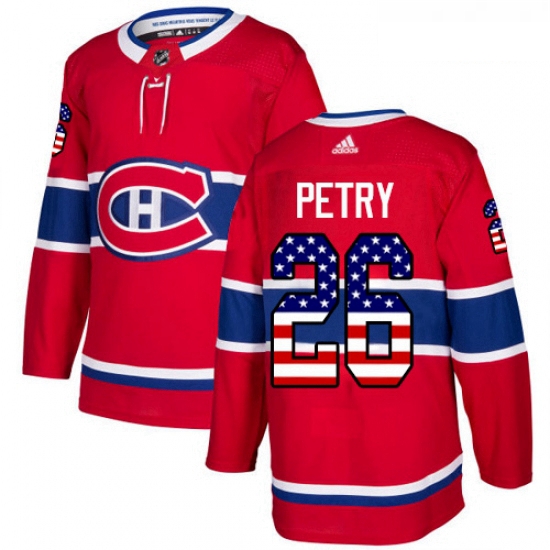 Youth Adidas Montreal Canadiens 26 Jeff Petry Authentic Red USA Flag Fashion NHL Jersey