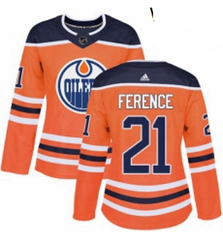 Womens Adidas Edmonton Oilers 21 Andrew Ference Authentic Orange Home NHL Jersey