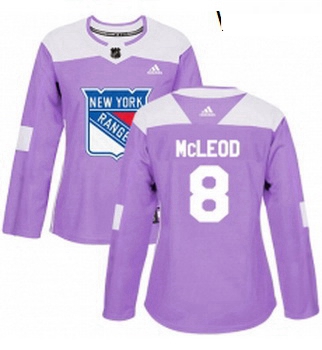 Womens Adidas New York Rangers 8 Cody McLeod Authentic Purple Fights Cancer Practice NHL Jersey