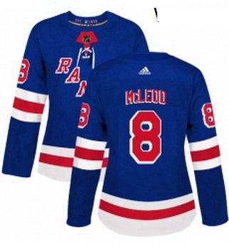 Womens Adidas New York Rangers 8 Cody McLeod Authentic Royal Blue Home NHL Jersey