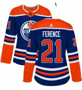 Womens Adidas Edmonton Oilers 21 Andrew Ference Authentic Royal Blue Alternate NHL Jersey