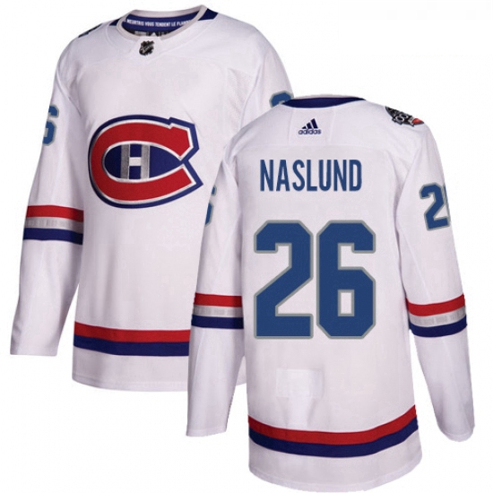 Youth Adidas Montreal Canadiens 26 Mats Naslund Authentic White 2017 100 Classic NHL Jersey