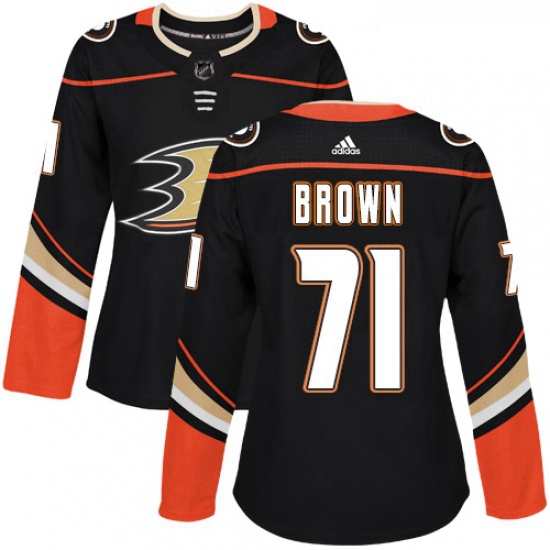 Womens Adidas Anaheim Ducks 71 JT Brown Authentic Black Home NHL