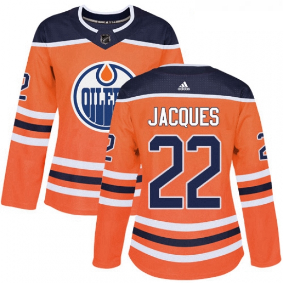 Womens Adidas Edmonton Oilers 22 Jean Francois Jacques Authentic Orange Home NHL Jersey