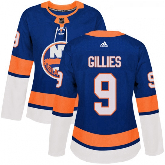 Womens Adidas New York Islanders 9 Clark Gillies Authentic Royal Blue Home NHL Jersey