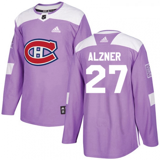 Youth Adidas Montreal Canadiens 27 Karl Alzner Authentic Purple Fights Cancer Practice NHL Jersey