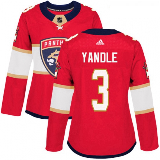 Womens Adidas Florida Panthers 3 Keith Yandle Authentic Red Home NHL Jersey