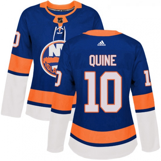 Womens Adidas New York Islanders 10 Alan Quine Authentic Royal Blue Home NHL Jersey