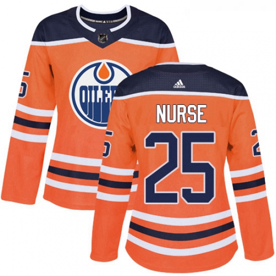 Womens Adidas Edmonton Oilers 25 Darnell Nurse Authentic Orange Home NHL Jersey