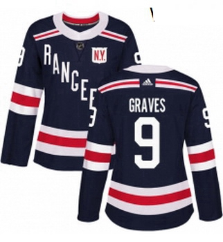 Womens Adidas New York Rangers 9 Adam Graves Authentic Navy Blue 2018 Winter Classic NHL Jersey