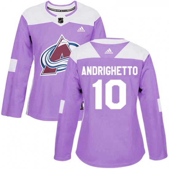 Womens Adidas Colorado Avalanche 10 Sven Andrighetto Authentic Purple Fights Cancer Practice NHL Jer