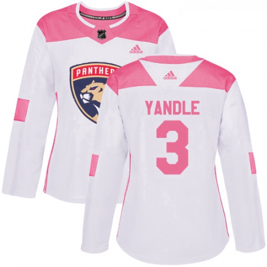 Womens Adidas Florida Panthers 3 Keith Yandle Authentic WhitePink Fashion NHL Jersey