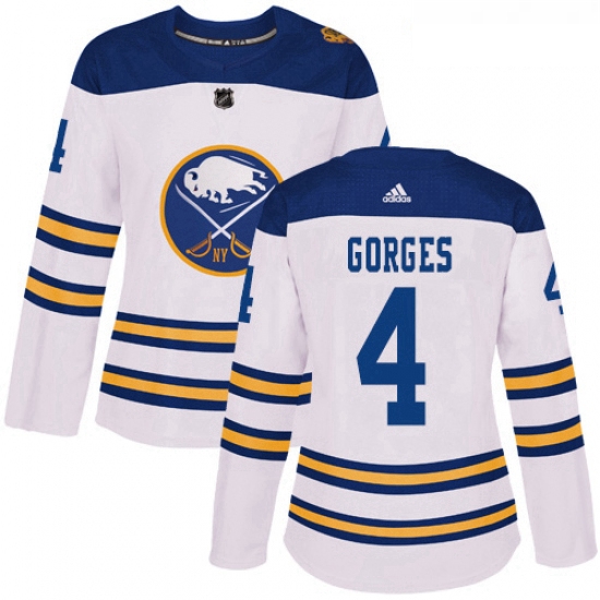 Womens Adidas Buffalo Sabres 4 Josh Gorges Authentic White 2018 Winter Classic NHL Jersey