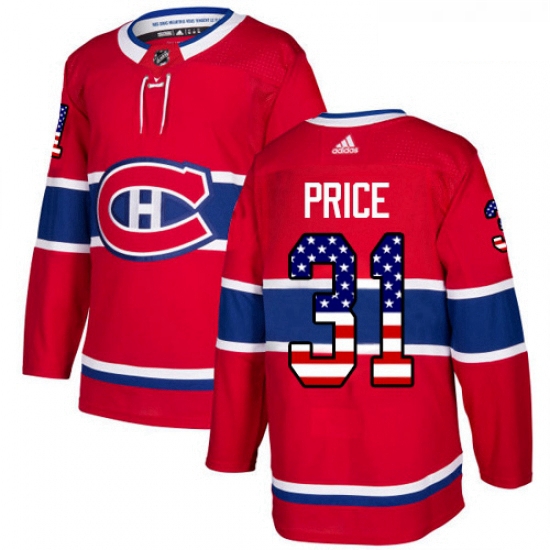 Youth Adidas Montreal Canadiens 31 Carey Price Authentic Red USA Flag Fashion NHL Jersey