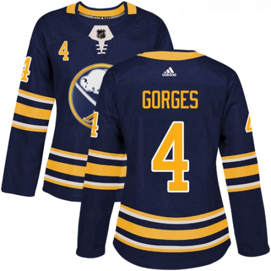 Womens Adidas Buffalo Sabres 4 Josh Gorges Premier Navy Blue Home NHL Jersey