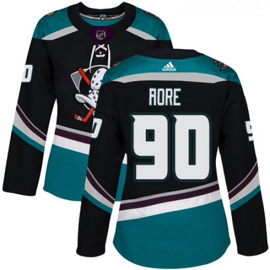 Womens Adidas Anaheim Ducks 90 Giovanni Fiore Authentic Black Teal Third NHL Jersey