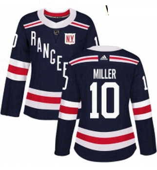 Womens Adidas New York Rangers 10 JT Miller Authentic Navy Blue 2018 Winter Classic NHL Jersey