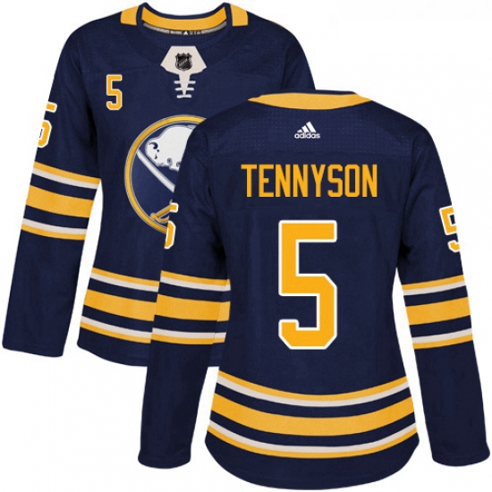 Womens Adidas Buffalo Sabres 5 Matt Tennyson Authentic Navy Blue Home NHL Jersey