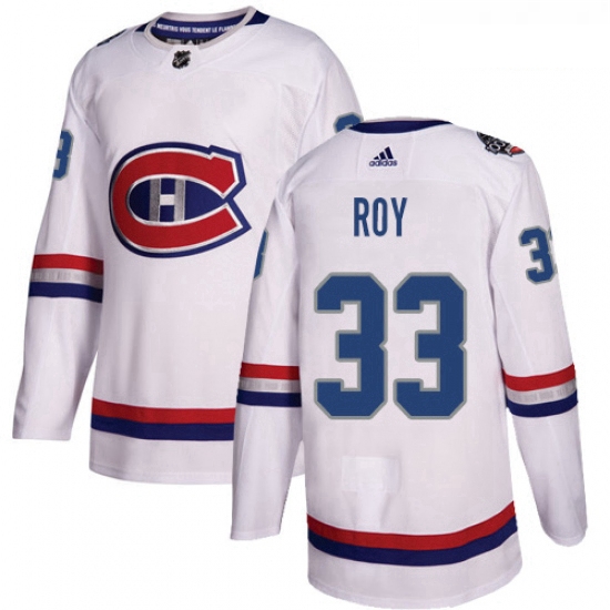 Youth Adidas Montreal Canadiens 33 Patrick Roy Authentic White 2017 100 Classic NHL Jersey