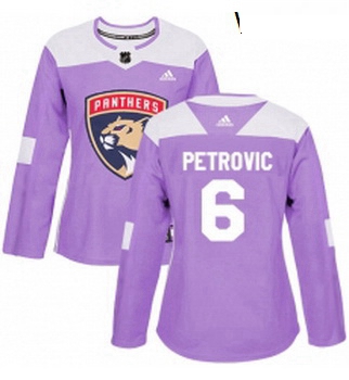 Womens Adidas Florida Panthers 6 Alex Petrovic Authentic Purple Fights Cancer Practice NHL Jersey