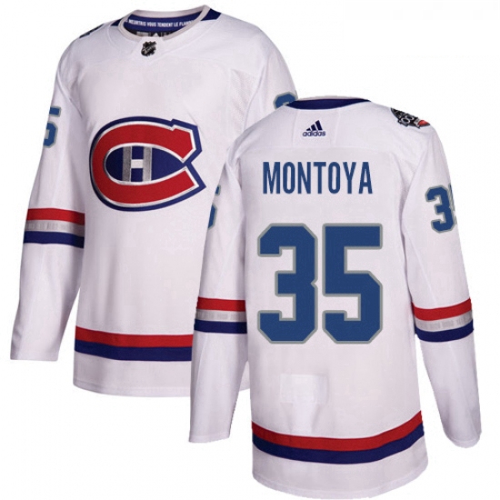 Youth Adidas Montreal Canadiens 35 Al Montoya Authentic White 2017 100 Classic NHL Jersey