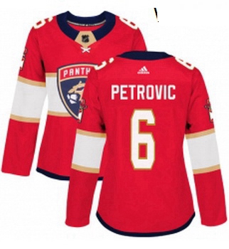 Womens Adidas Florida Panthers 6 Alex Petrovic Authentic Red Home NHL Jersey